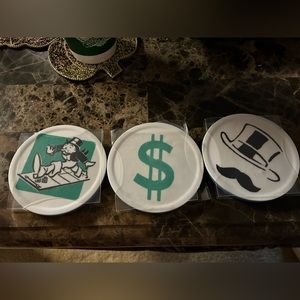 Three Hasbro Monopoly Coasters